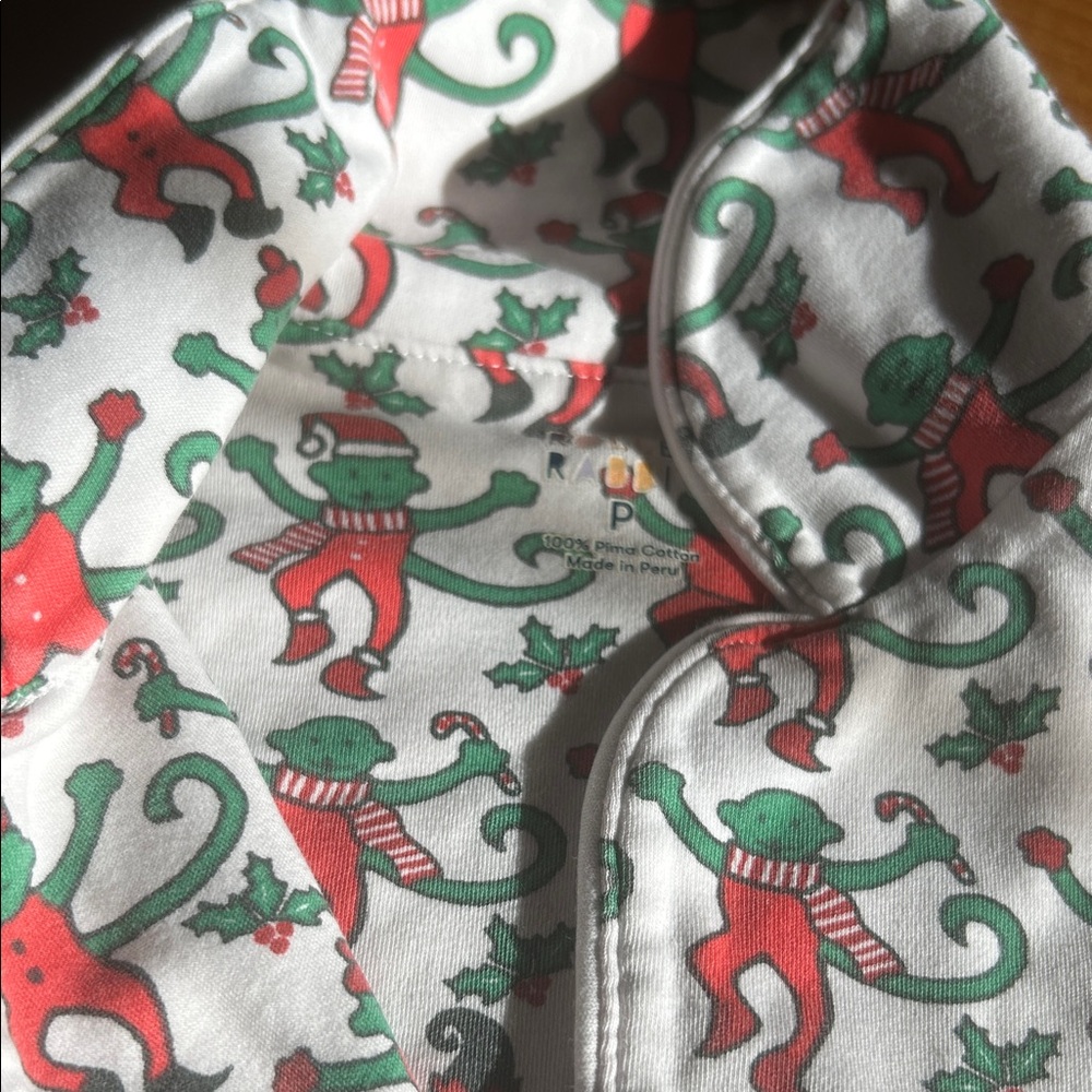 Roller Rabbit Red and Green Print Pajama Top and shorts
